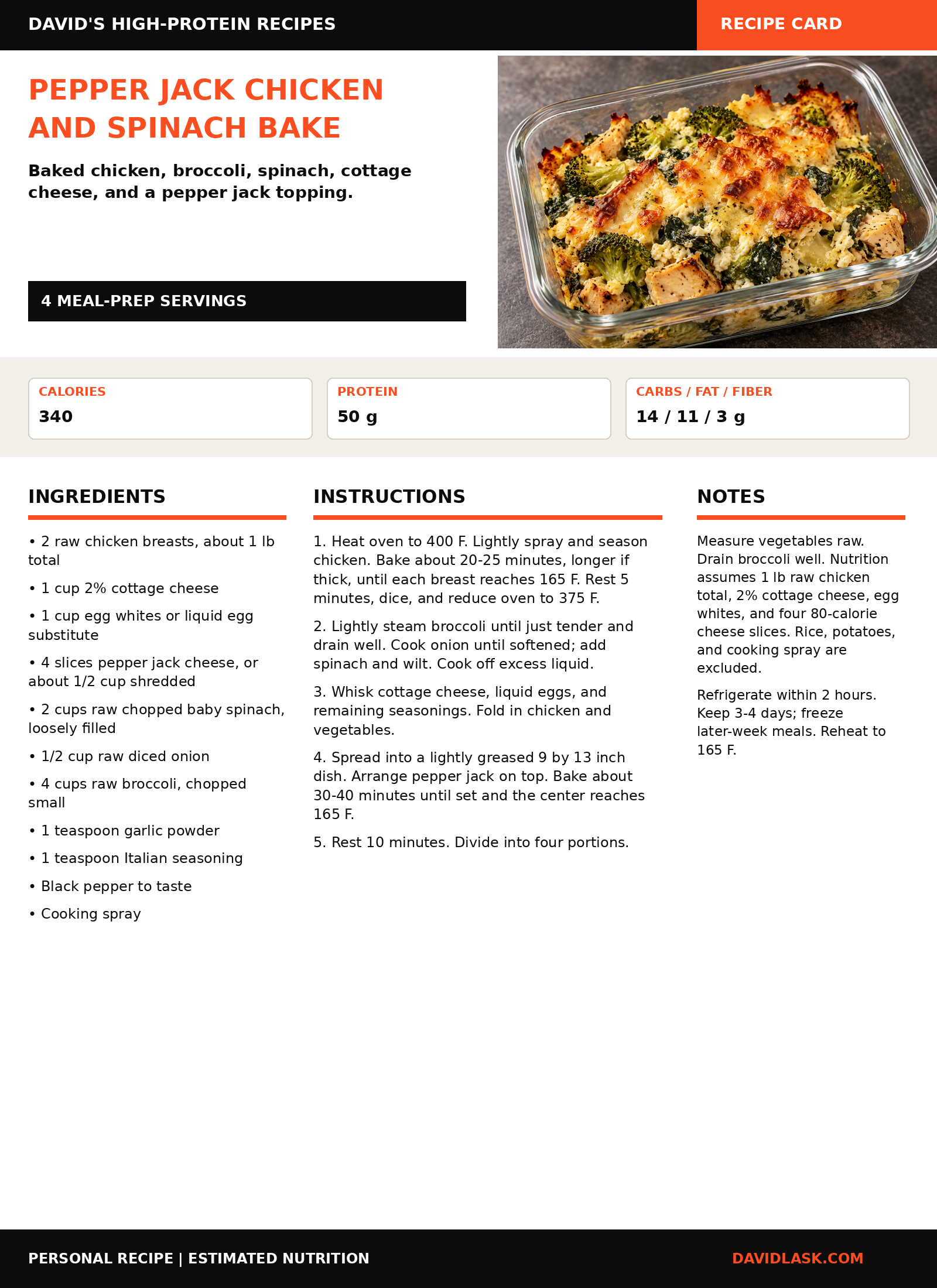 Printable recipe card